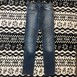 dark wash biker style jeans